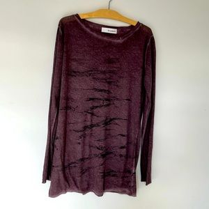 Un-ameable eggplant/black tie dye long sleeved tee, size 48IT, 12 US